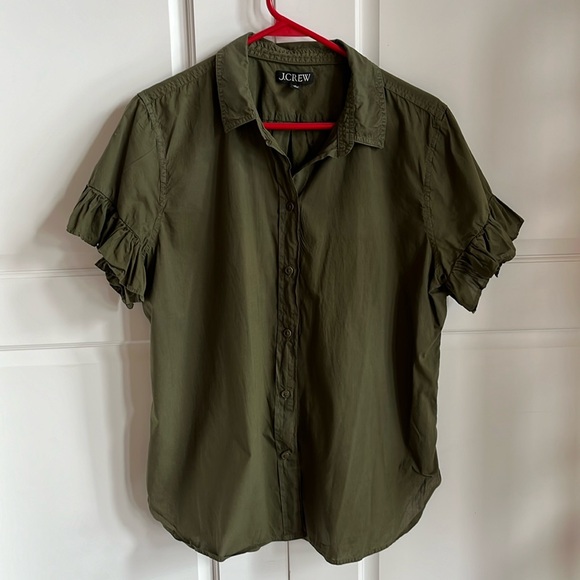 Jcrew ruffle trim button down shirt - Picture 1 of 2